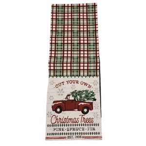 Mainstream International Christmas Table Runner Cut Your Own Trees Red Truck 72"